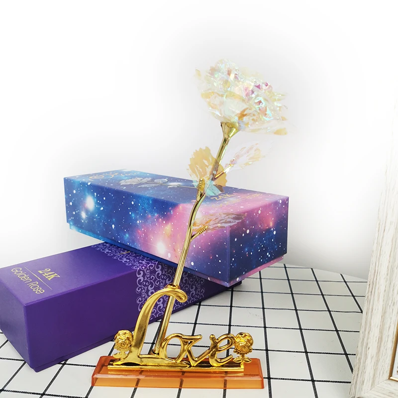 Everyone Love 24k Gold Foil Rose Flower Wedding Creative Gift 24k Golden Rose For Women