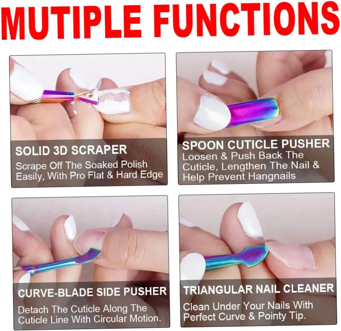 Cuticle Pusher Gel Nail Polish Remover Double End Dead Skin Scraper Manicure Tool Cuticle Pusher Nail Pusher Set Nail Clean