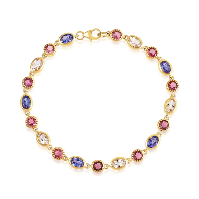 High quality gemstone jewelry 18K gold plated peridot multi bracelet 925 sterling silver jewelry