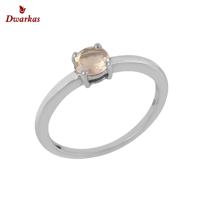 Manufacturer factory  classic design 925 sterling silver natural rose quartz gemstone prong setting ring