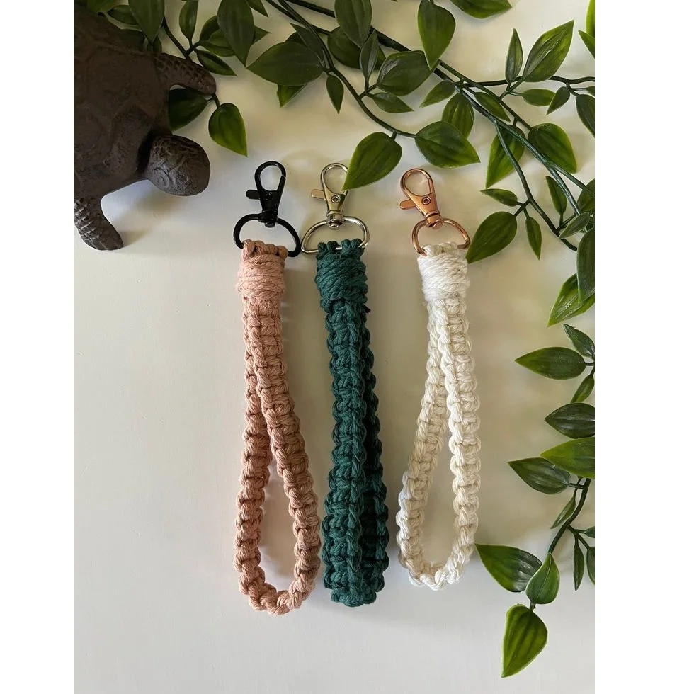 Boho Colorful Macrame Handmade Wristlet Key chain Strap Macrame Keyring Holder For Women Boho Key Accessories