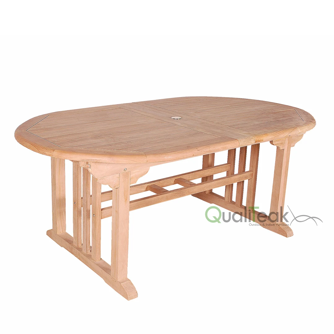 Modern Double Leaf Extension Dining Extendable Table Furniture Luxury Outdoor Made of Teak Wood
