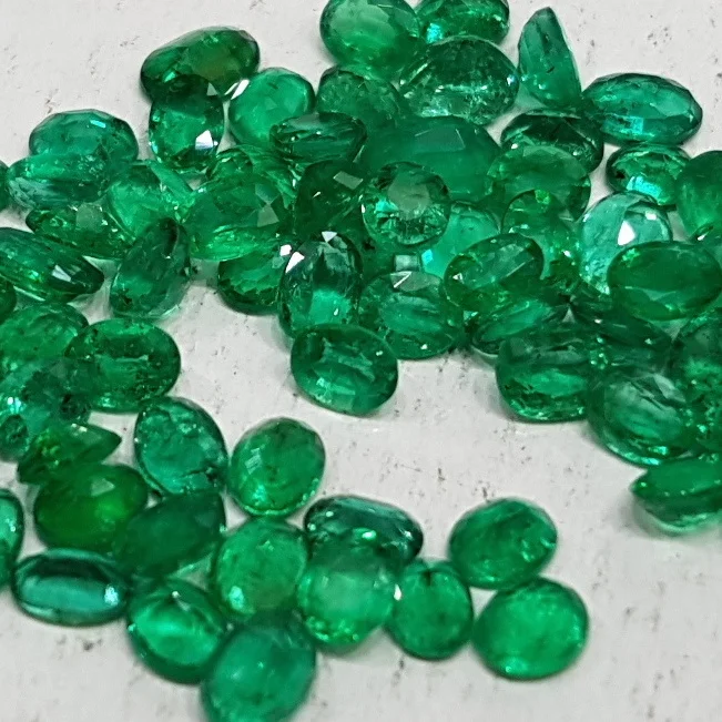 7*5mm Natural Loose Green Emeralds Zambian Origin Transparent Nontreated Ovals Best Price from India