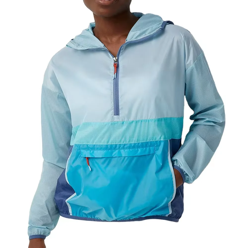 Custom Contrast Colors Anorak Jackets Half Zip Jackets Windbreaker Jackets
