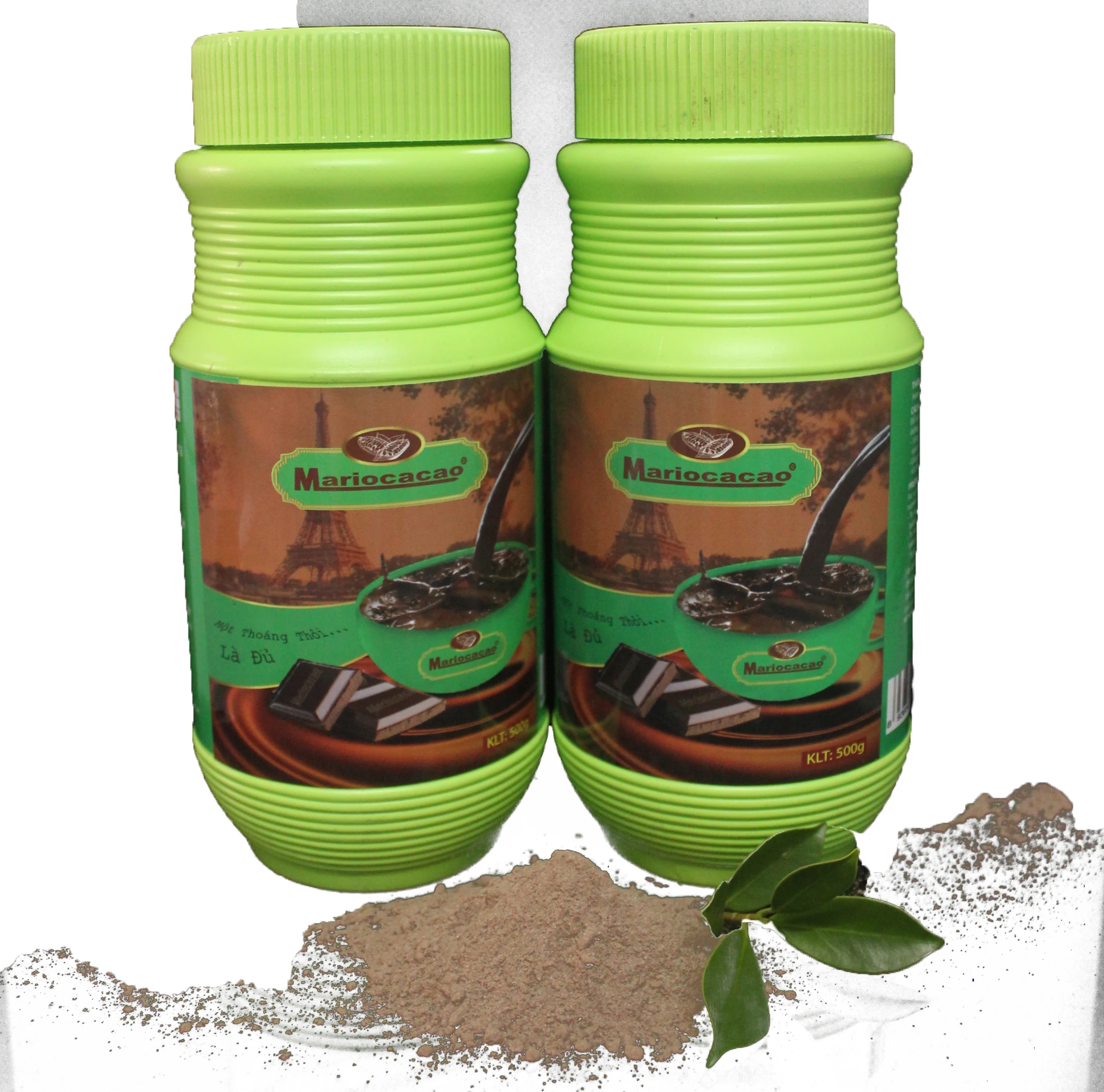 Factory Price Cocoa Powder 65% Cocoa Light Green Jar Mario Cocoa from Viet Nam Shelf Life 2 Year Chocolate Flavor 500g/jar