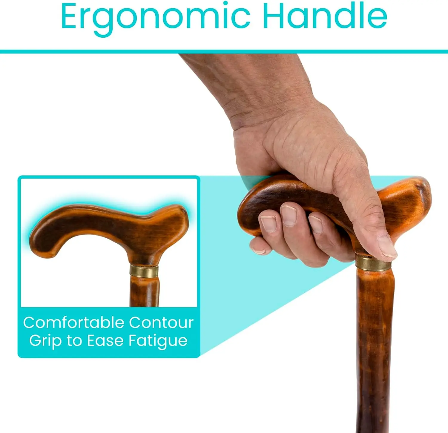 36-Inch Wooden Walking Stick Cane with Willow Handle Single Point Rubber Tip for Men Women Seniors for Hiking Outdoor Activities