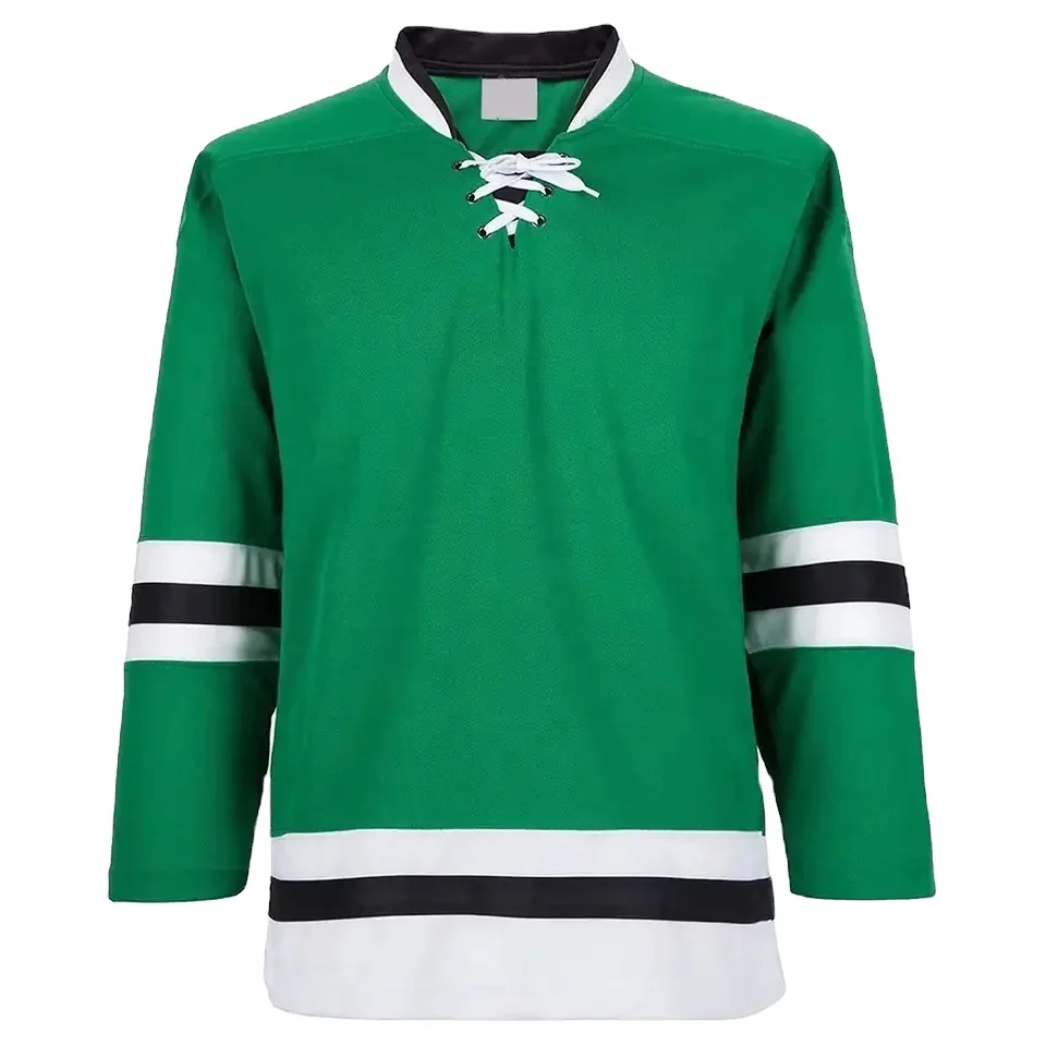 Custom Design Green White Hockey Jersey 3D Print Youth Men Ice Hockey Jersey Competition Training Jerseys