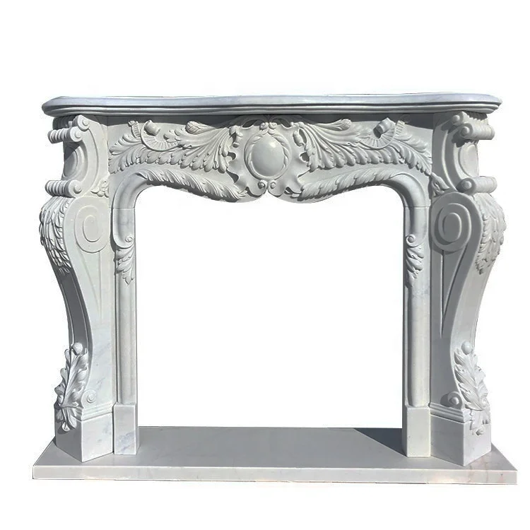 Best Selling custom indoor natural carved marble fireplace mantel modern marble fireplace