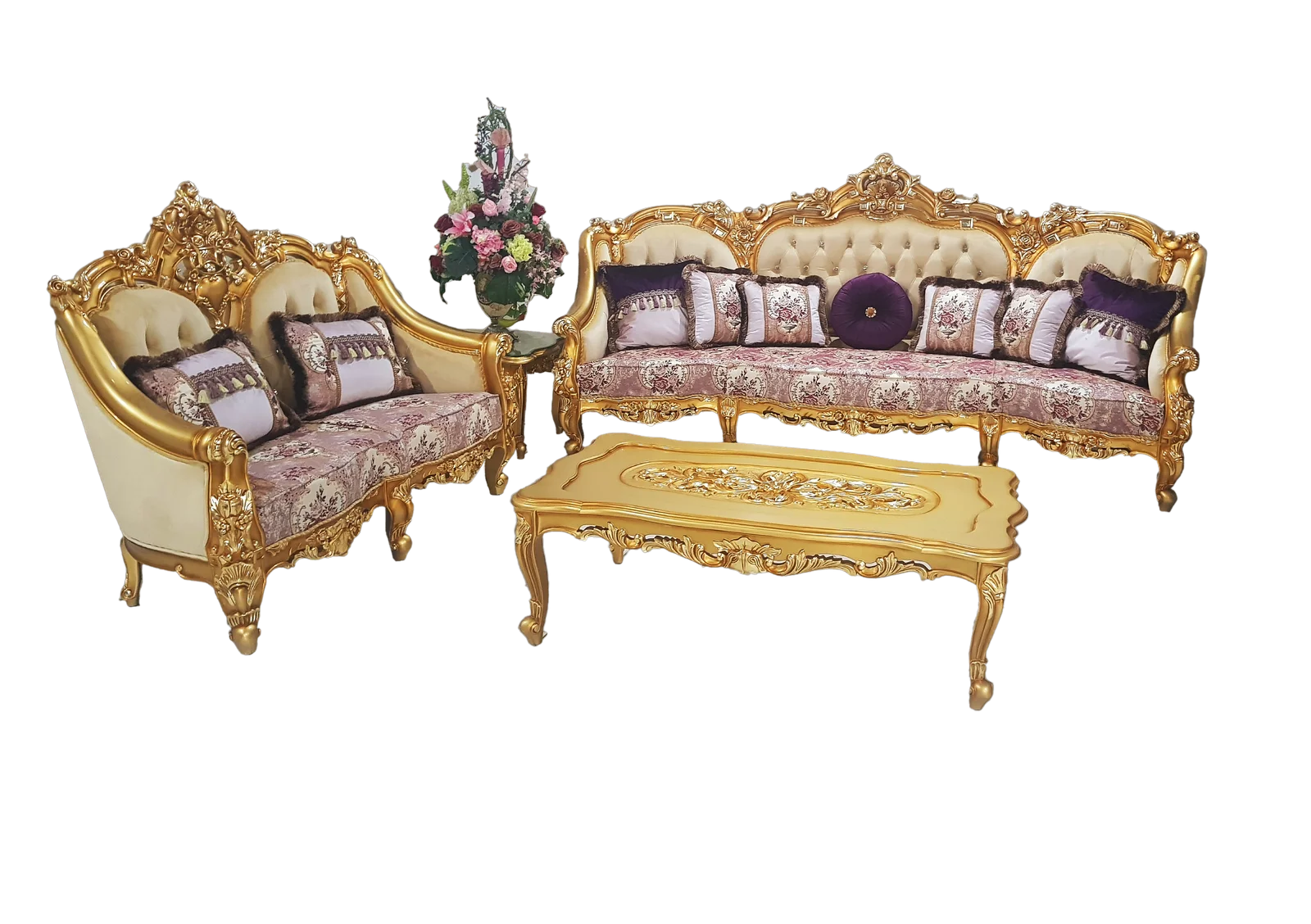 High Quality Royal Luxury Vintage Classic Wooden Hand Carved Living Room Sofa Chair Furniture Set Artistic Teak Mahogany Wood