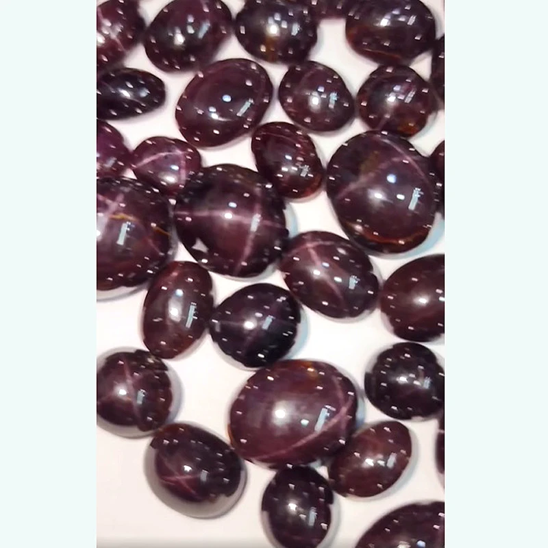 80 Pcs of Natural Star Garnet 10mm to 18mm Oval Cabochon 900 cts lot Iroc Sales Star garnet Oval Loose Gemstone Cab