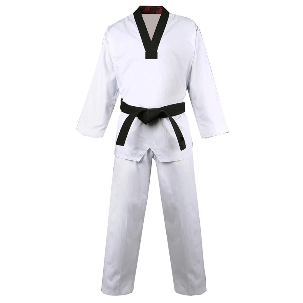 Customized approved high quality 100% suits hot sale light weight martial arts white cotton Taekwondo uniform