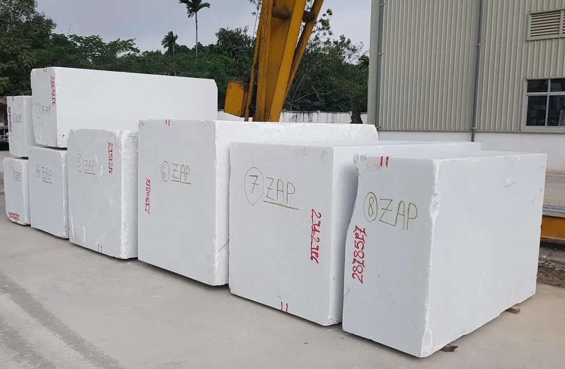 Polished white marble slabs tiles from vietnam
