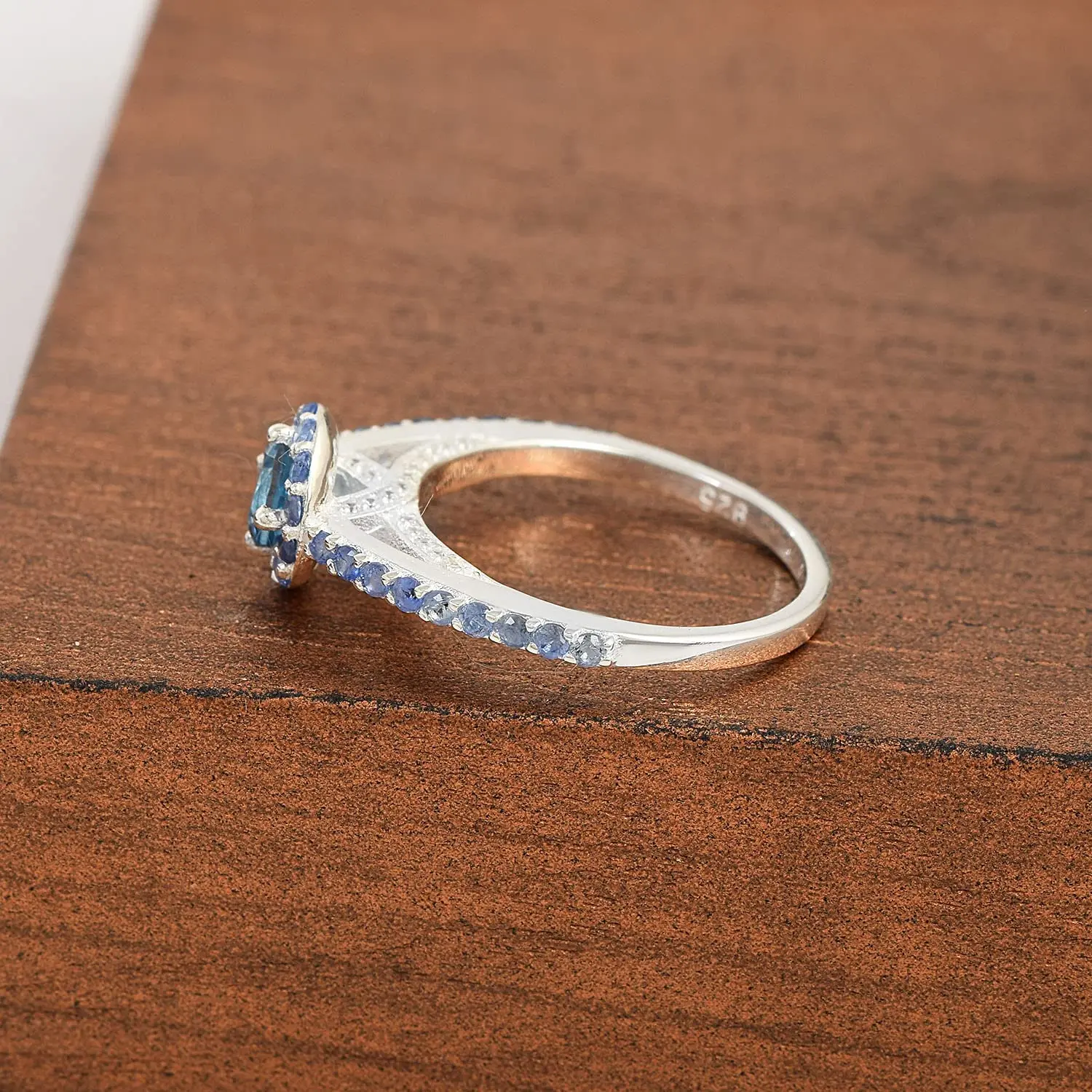 Indian 925 Sterling Silver Blue Topaz Sapphire Bridal Ring Statement Engagement Wedding Birthday Fine Jewelry Gifts for Women