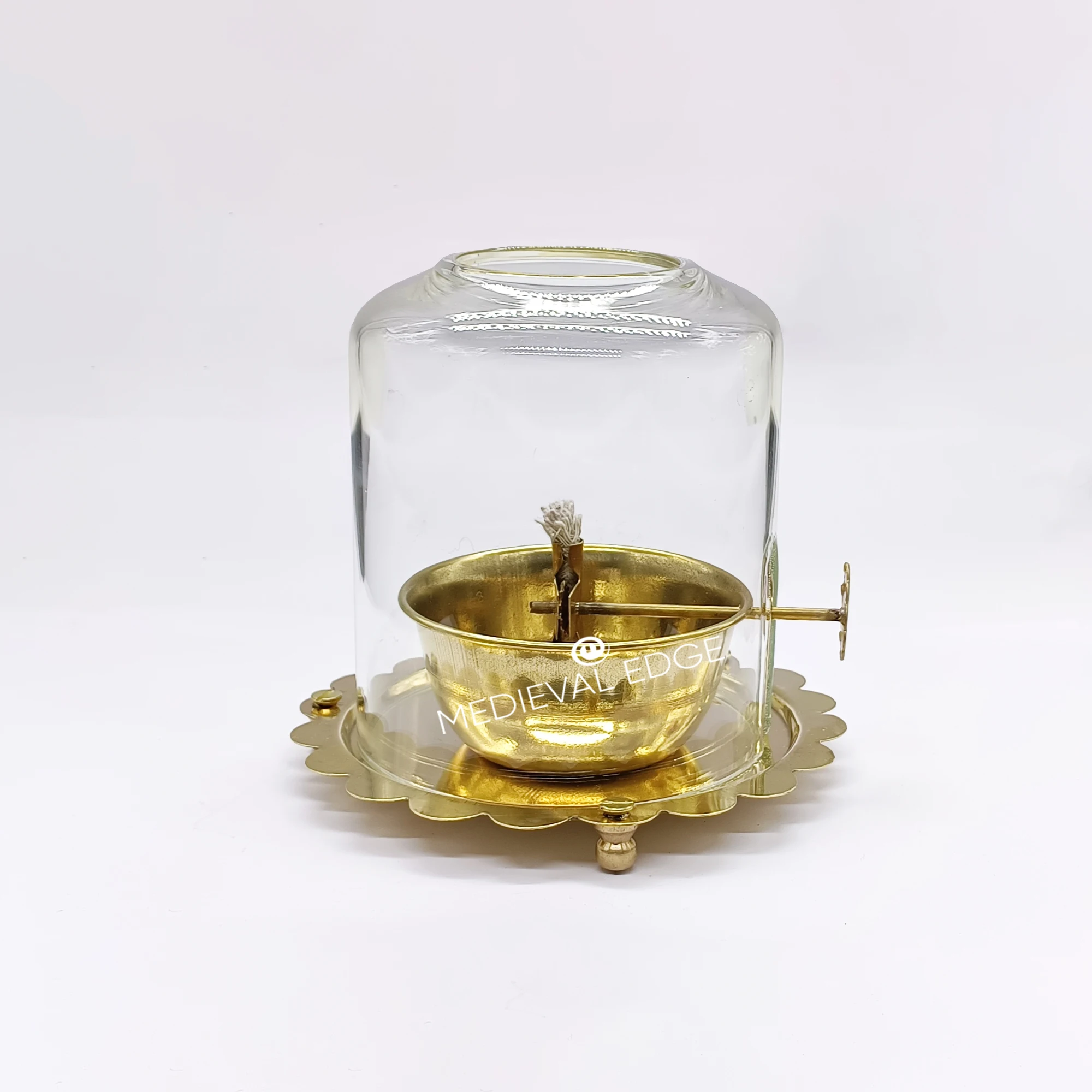 Best Quality Brass Akhand Medium Jyoti Diya with Elegant Glass Shade for Pooja Rooms Festive Decorations Original Indian Factory