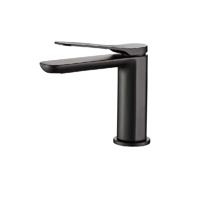 Sanitary Matt Black Brass Bathroom Water Tap Contemporary Single Hole Deck Mounted Faucet Polished Single Handle Bath Villa