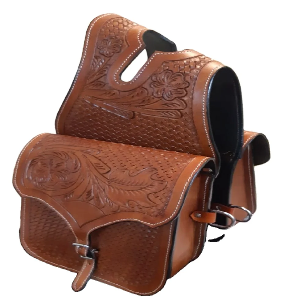 Best Offers Real Leather Western Designer Tooled Carved Horse Saddle Bag For Horse Set Low Prices By Suppliers