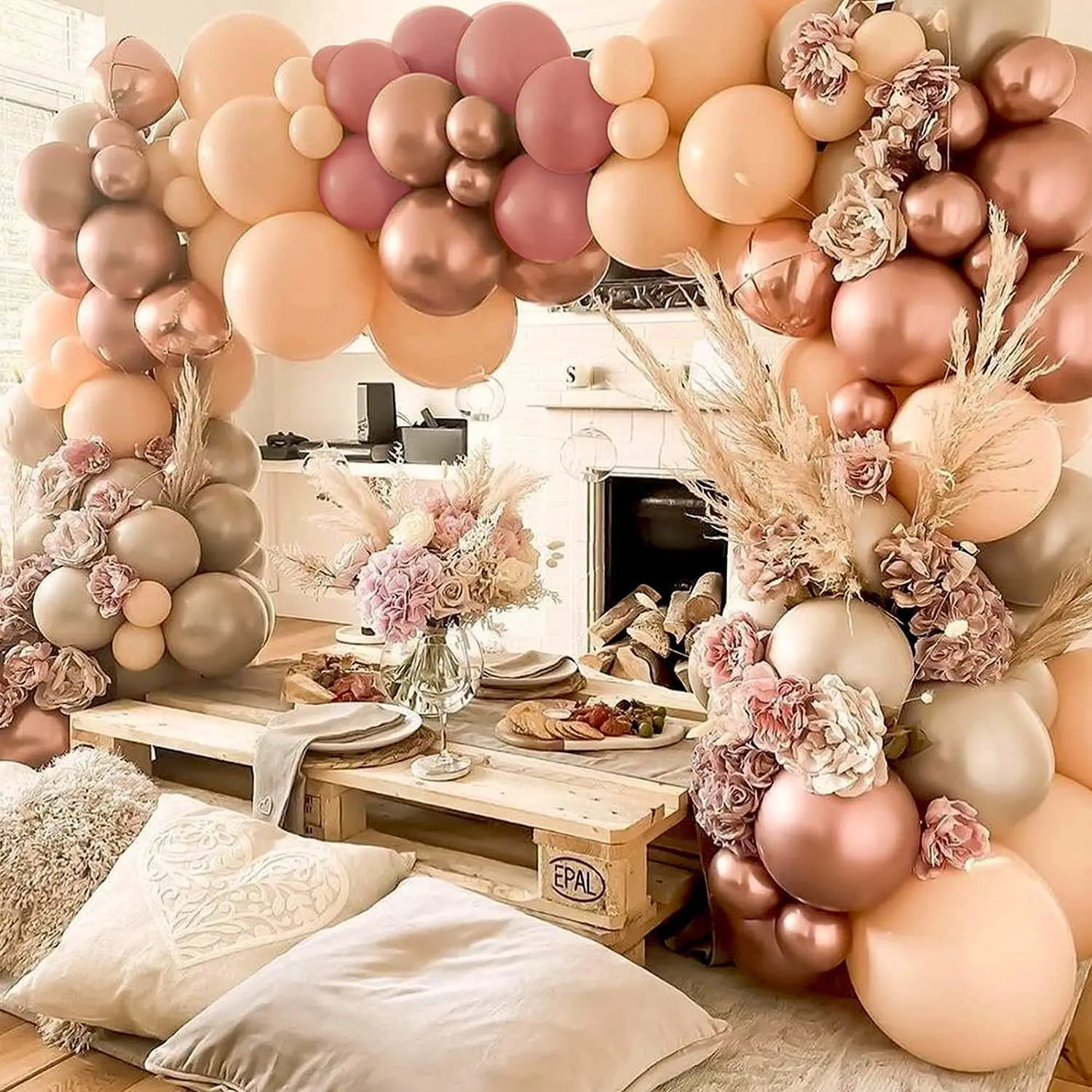 birthday Balloon arch garland kit pink gold retro apricot balloon set for Baby Shower wedding party graduation decoration