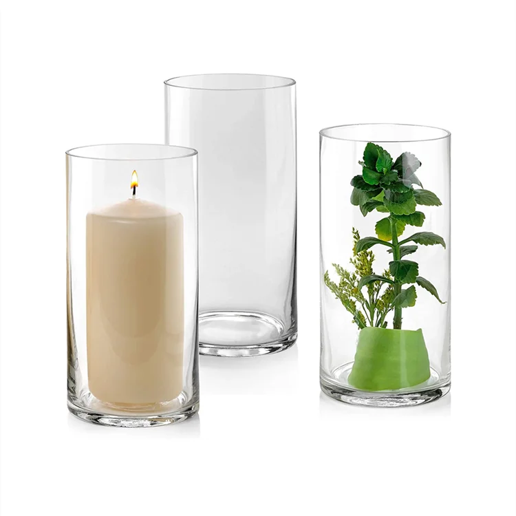 Прозрачная цилиндрическая стеклянная ваза для цветов размером 30 см, 35 см, 40 см, 50 см, 60 см (1600640433139)