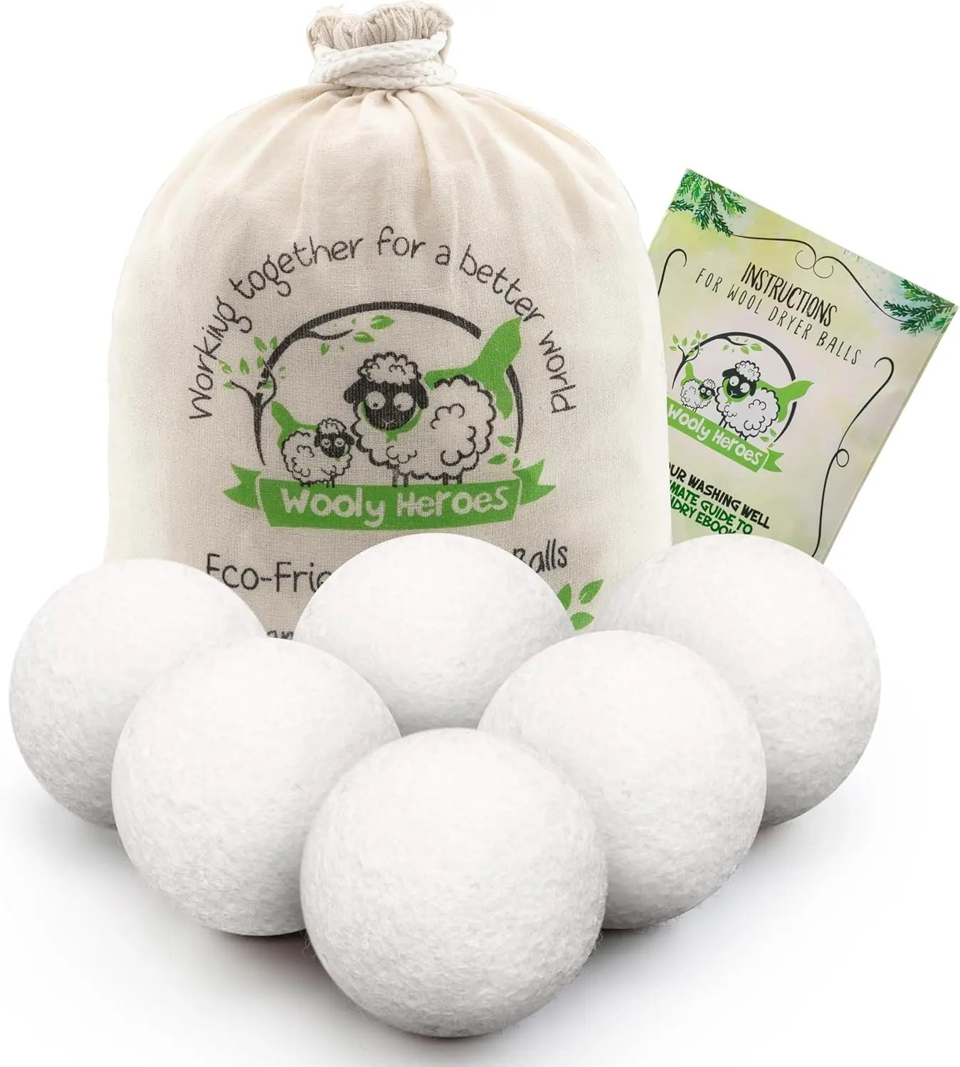 arrivals 2024 FBA top seller trending New zealand wool products xl 7cm wool Dryer Balls 6 pack cotton bag factory wholesale