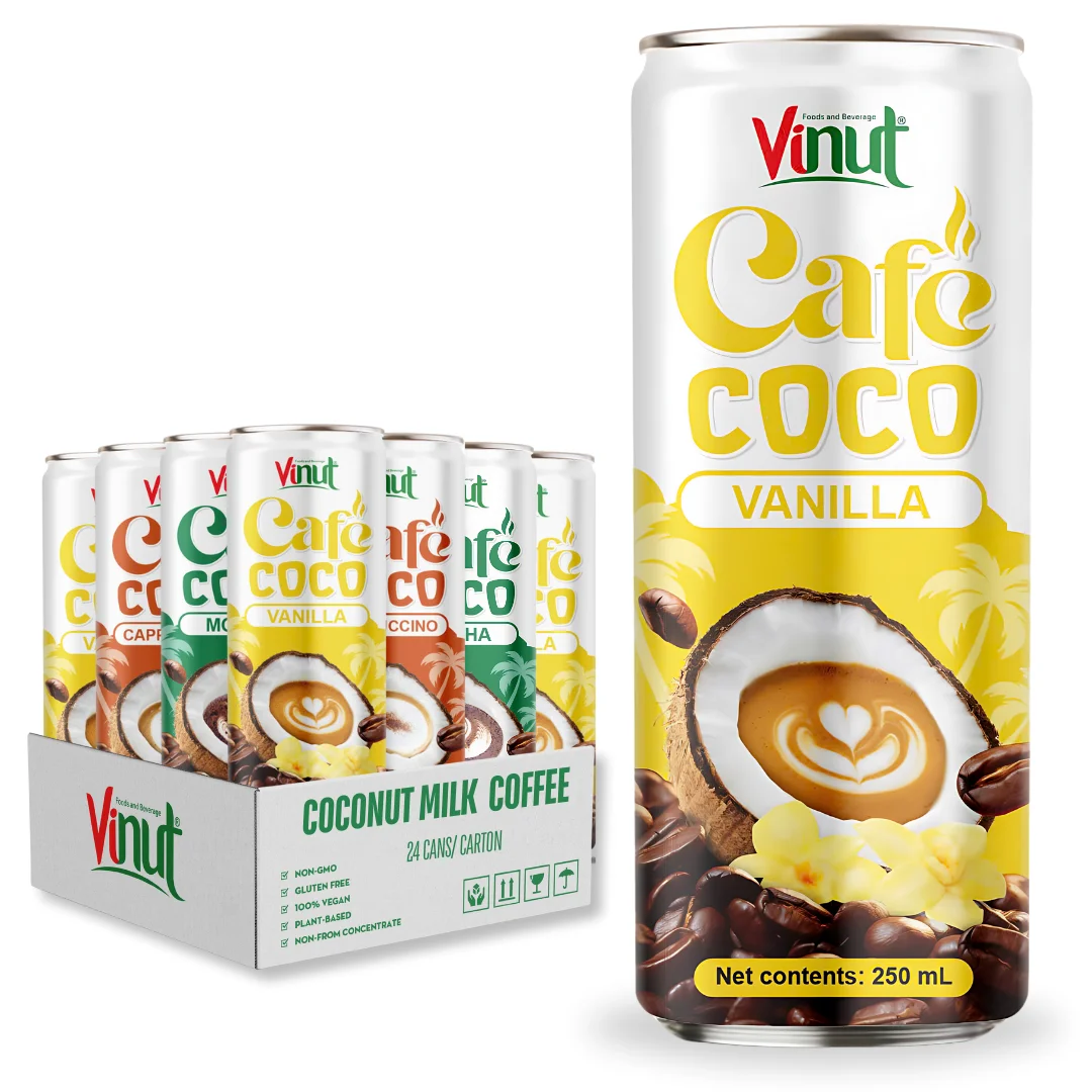 Vanilla Coconut Milk Coffee Drink 250ml VINUT Manufacturer Non GMO, Dairy& Gluten Free, Free Sample, Wholesale Supplier, OEM/ODM