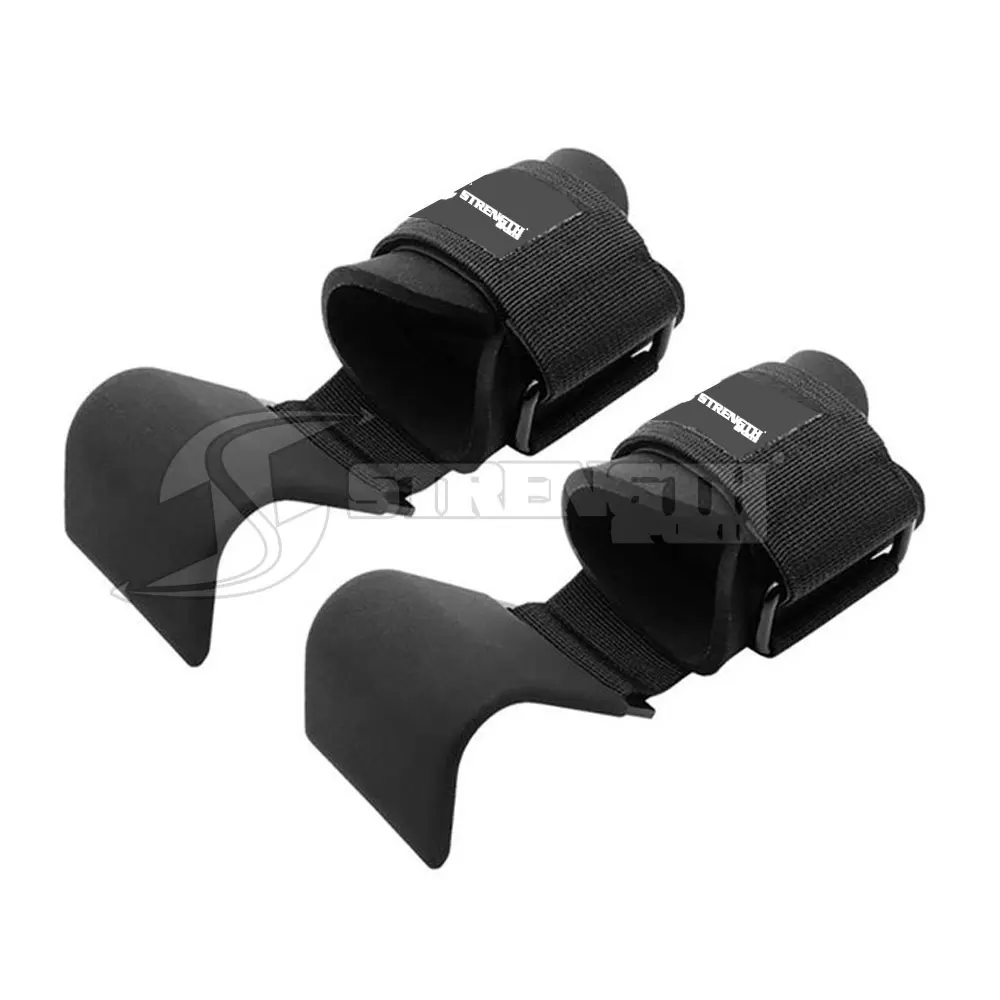 Оптовая продажа, крючки для занятий фитнесом, крючки для тяжелой атлетики, ремни для поддержки запястья, черный крючок для тяжелой атлетики