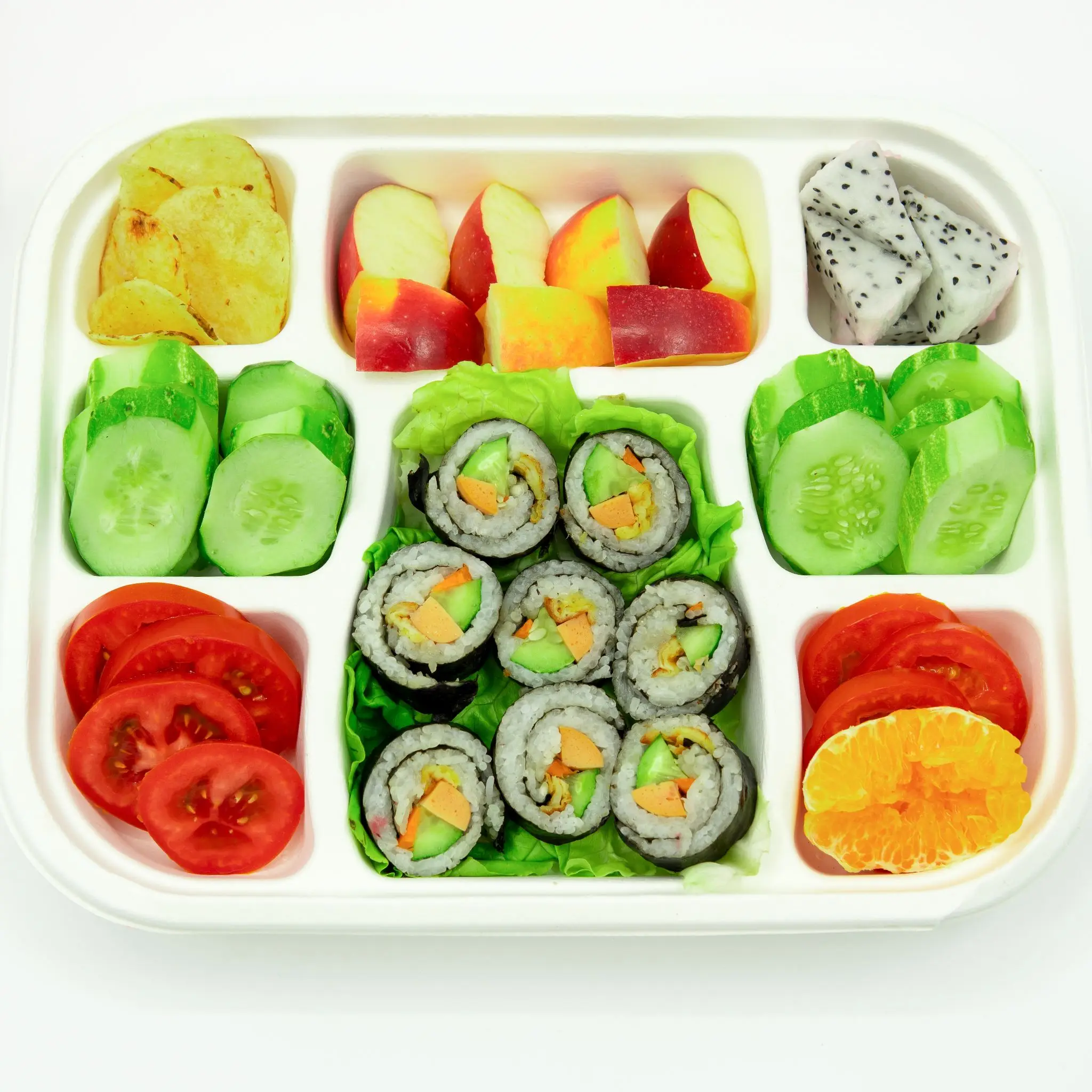 Vietnam Manufacturer New Design Wholesale Disposable Food Container 8 Compartment Corn Starch Degradable Food Packing Box