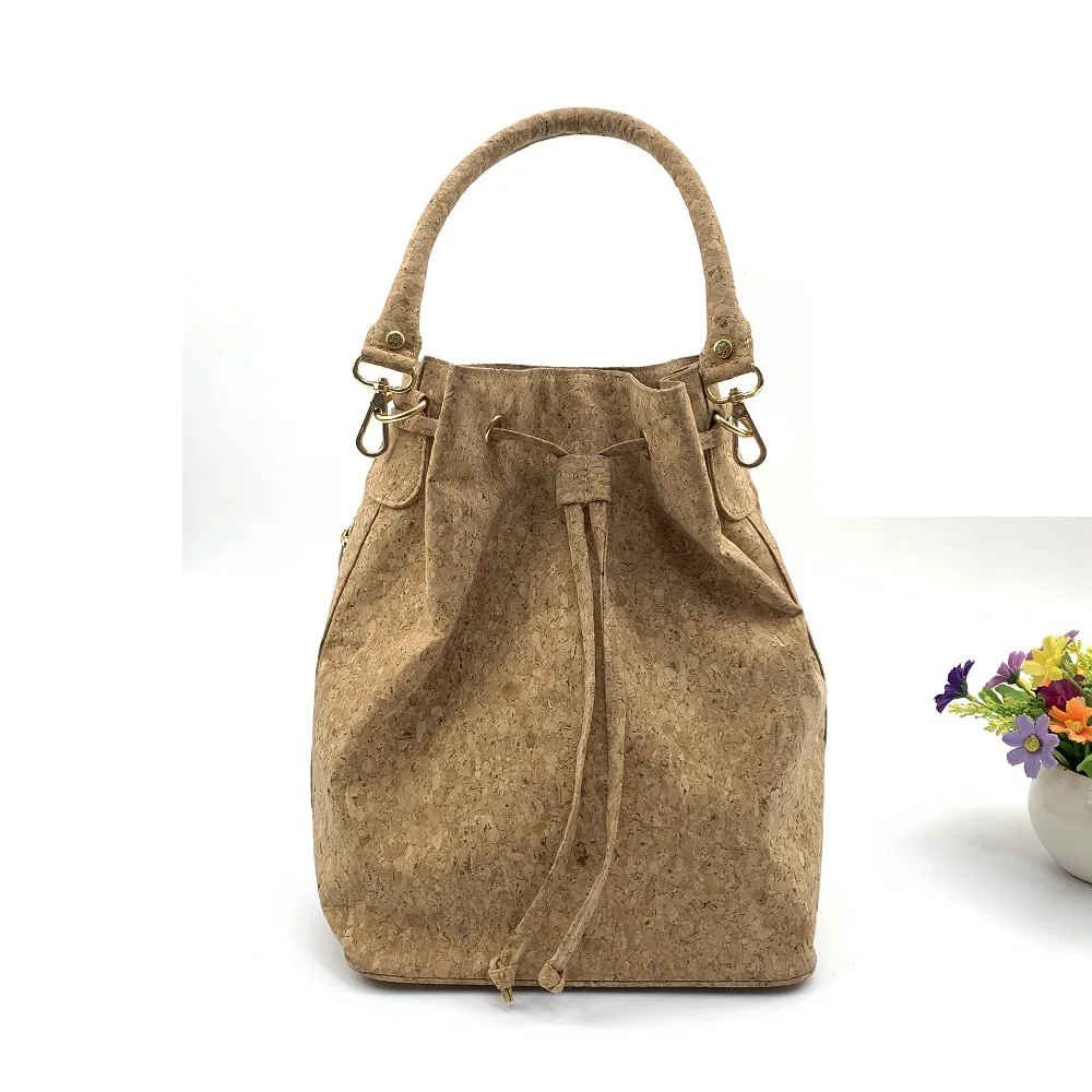 Manufacturers custom wood grain paper backpack Multifunctional foldable cork wood student school bag