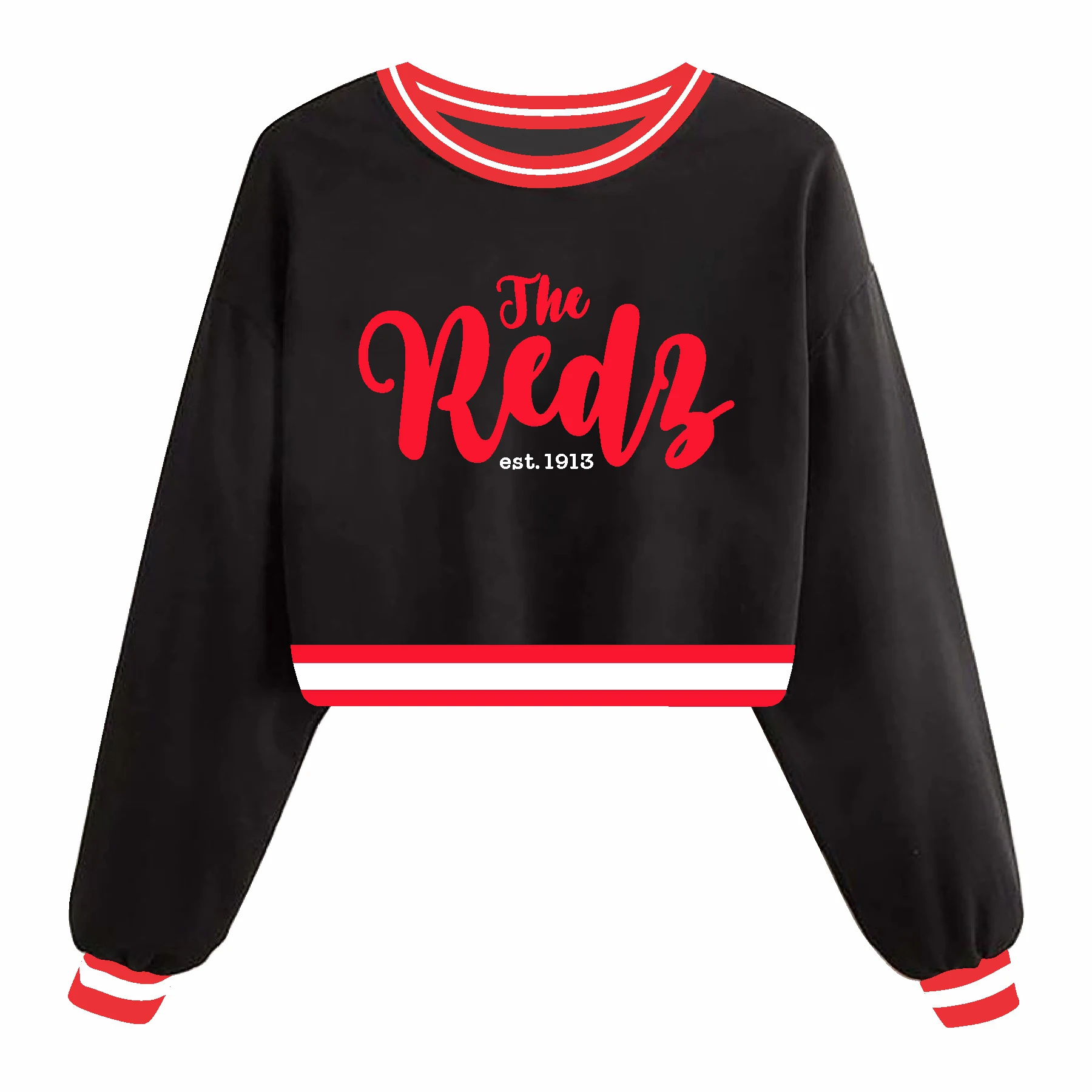 custom ribbing  Delta Sigma Theta  greek Lettered crest sorority crop bottom belt  sweatshirt
