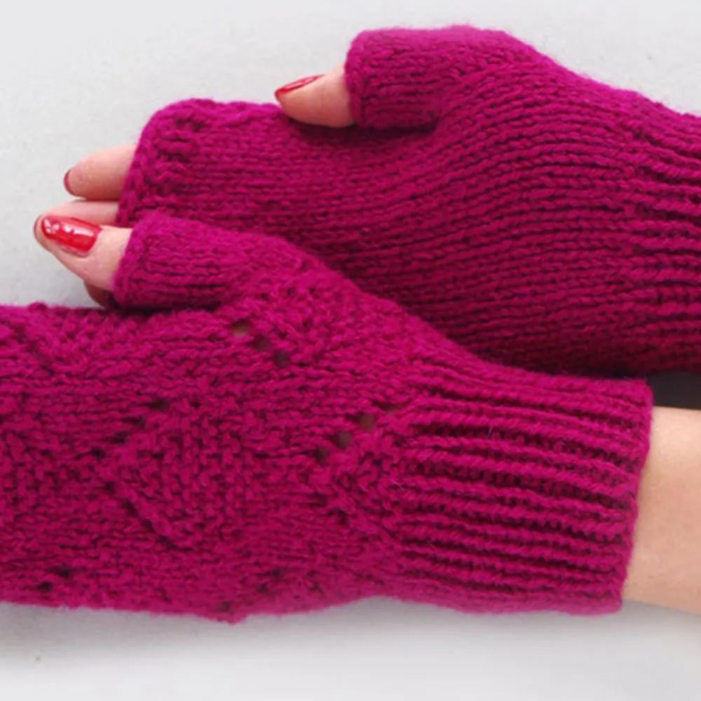 Autumn Winter Women Knit long Gloves Arm Wrist Sleeve Hand Warmer Winter Mittens Fingerless Gloves