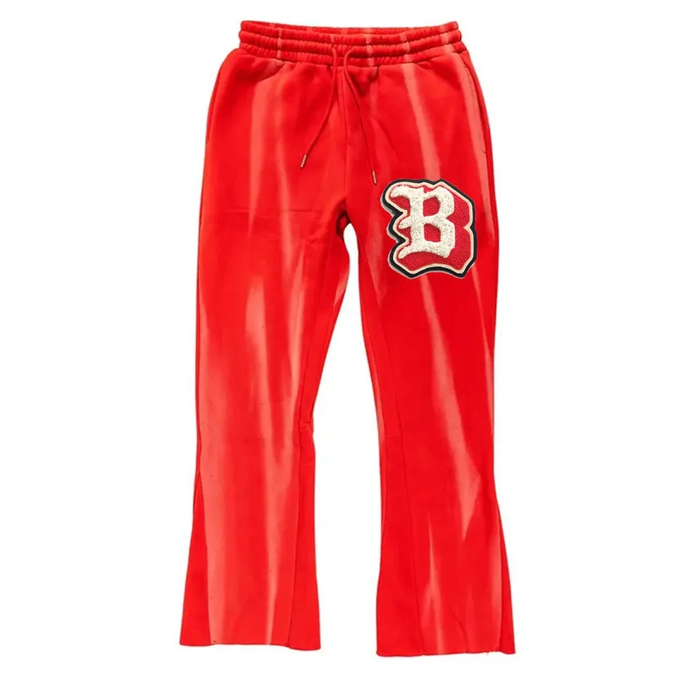 Streetwear Mens French Terry Flare Slim Sweatpants Slim Fit Heavyweight Stacked Flare Sweat Pants Men