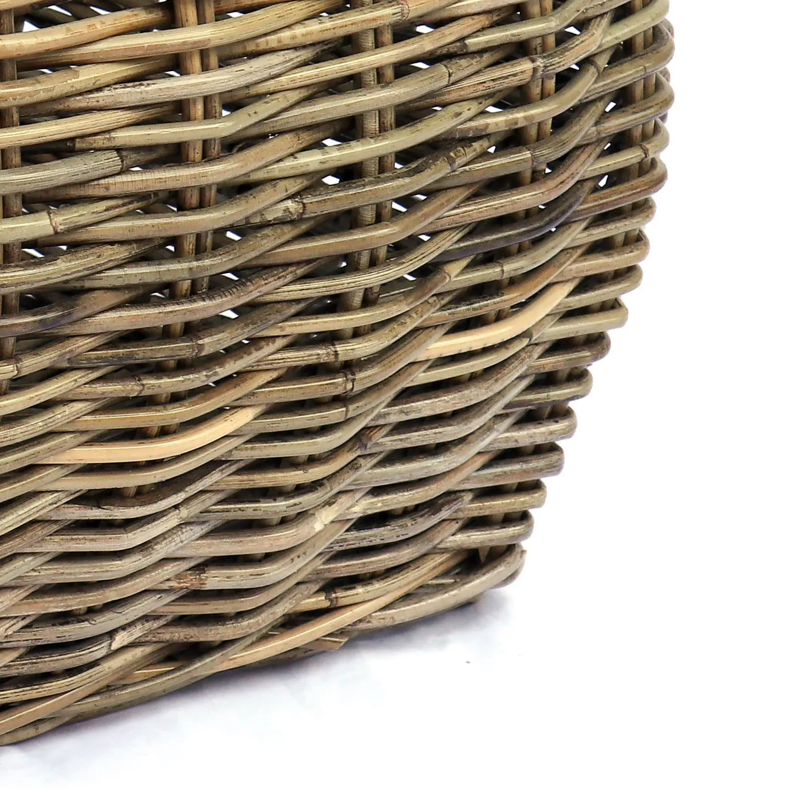 High Quality Firewood Basket Storage with Handles, Hand Woven Rattan Basket