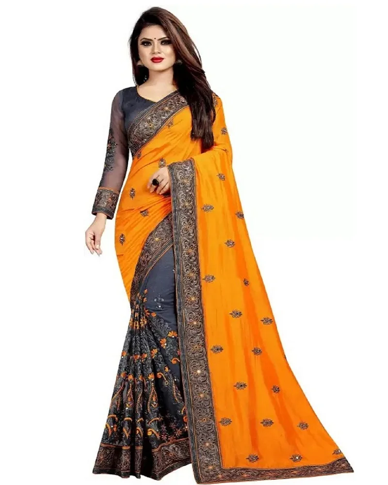 Indian and Pakistani Style Red Crape Silk Saree for Women and Girl Indian Ethnic Wear Wedding Wear Fancy Bollywood Style Saree