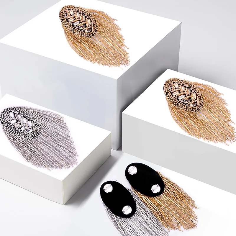 2023 новый дизайн оцинкованный сплав инкрустированный алмазами модные эполеты с бахромой аксессуары для одежды