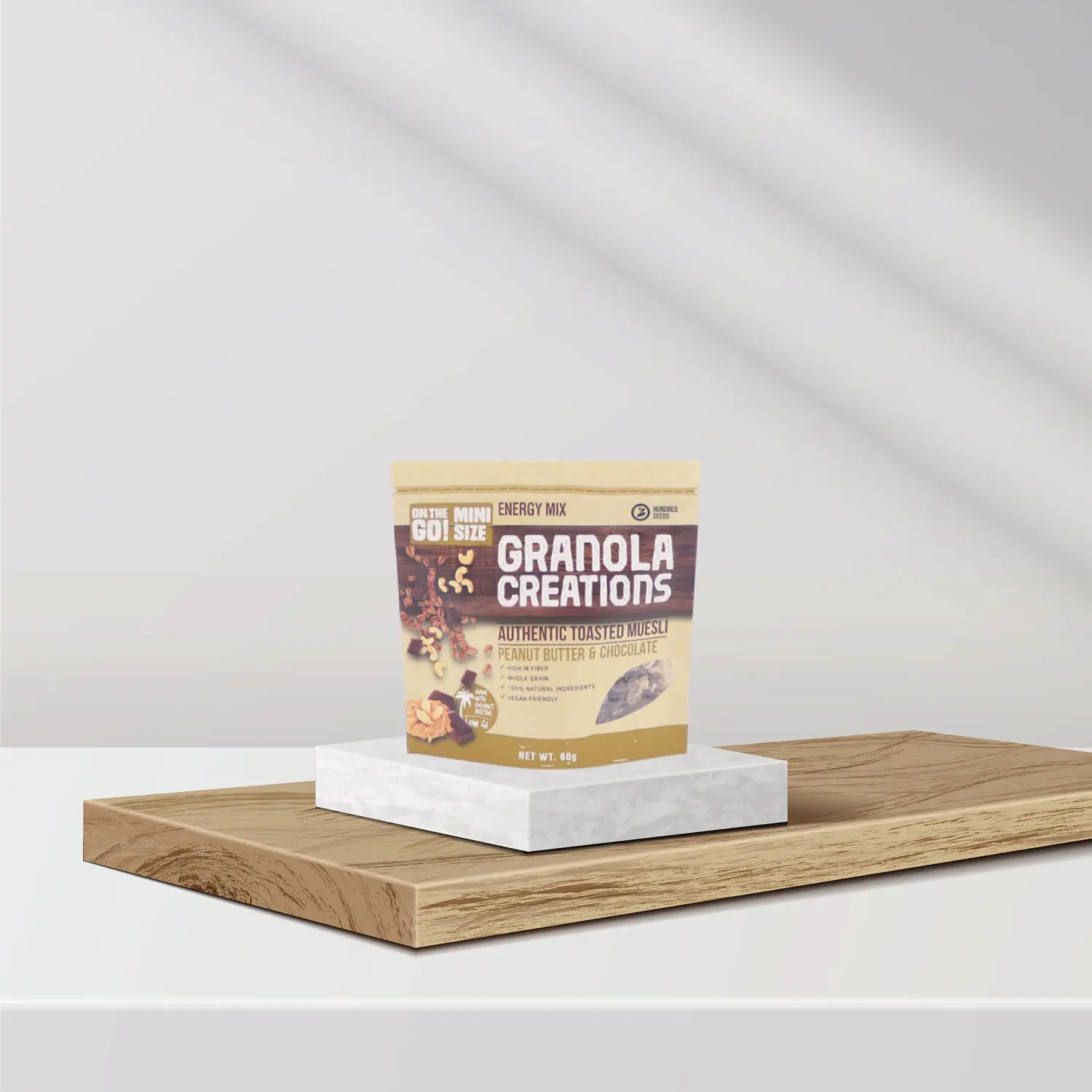 Healthy On the go Mini Sized 60g Packaging Ready to Eat Granola Creations Toasted Muesli Peanut Butter & Chocolate