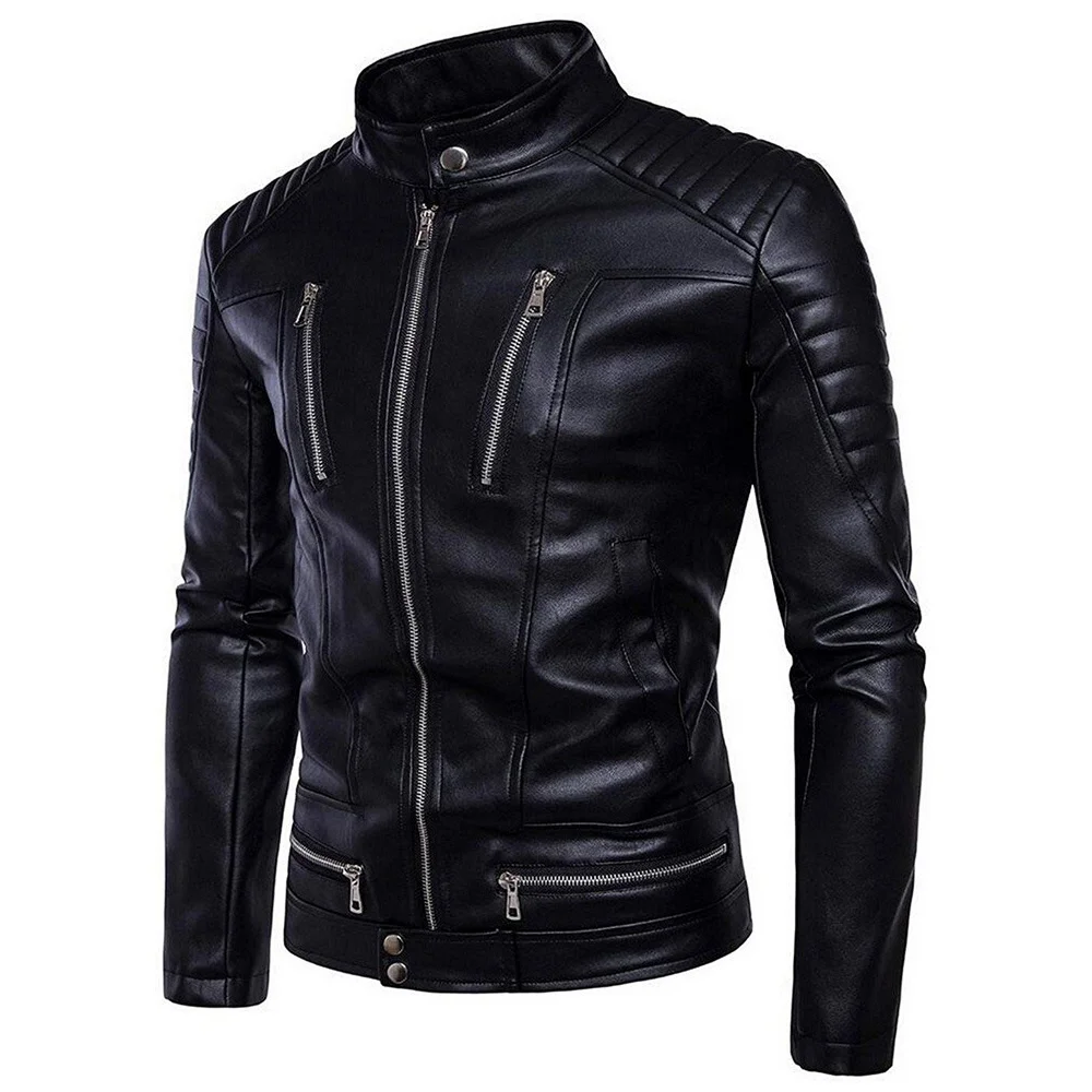 Fashionable customized Brown Goatskin Leather Bomber Jacket genuine leather jacket men