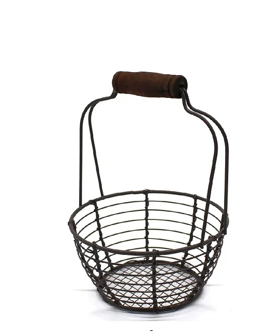 Fancy Design Decorative Fruit Storage Basket Footed Basket Farmhouse Decorative Egg Bowl Metal Iron Wire Basket Home Table