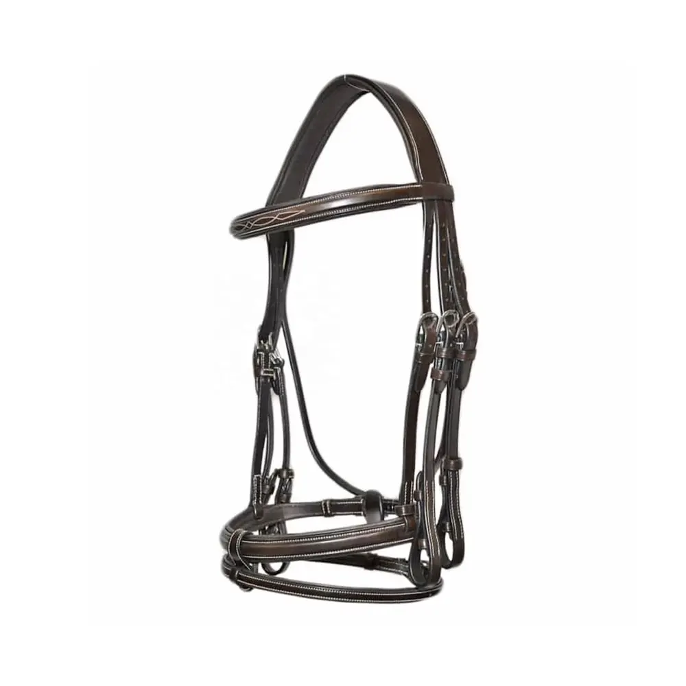 Luxury Designer Top Quality Full Grain Leather Adjustable Horse Bridle with Stainless Steel Buckles