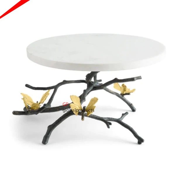 most beautiful black marble cake stand with golden antique design boarder cake stand for cup cake