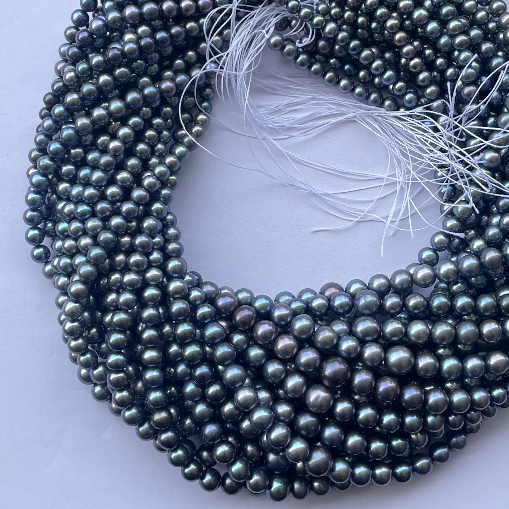 4mm 6mm 8mm Natural Black Rainbow Freshwater Pearl Stone Round Shape Beads Strand Wholesale Supply Jewelry Making Tahitian Real