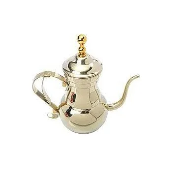 Fully Carved Brass Arabic Dallah Coffee Pot Customized Box Packaging with Logo Handmade in India Gold Color Traditional