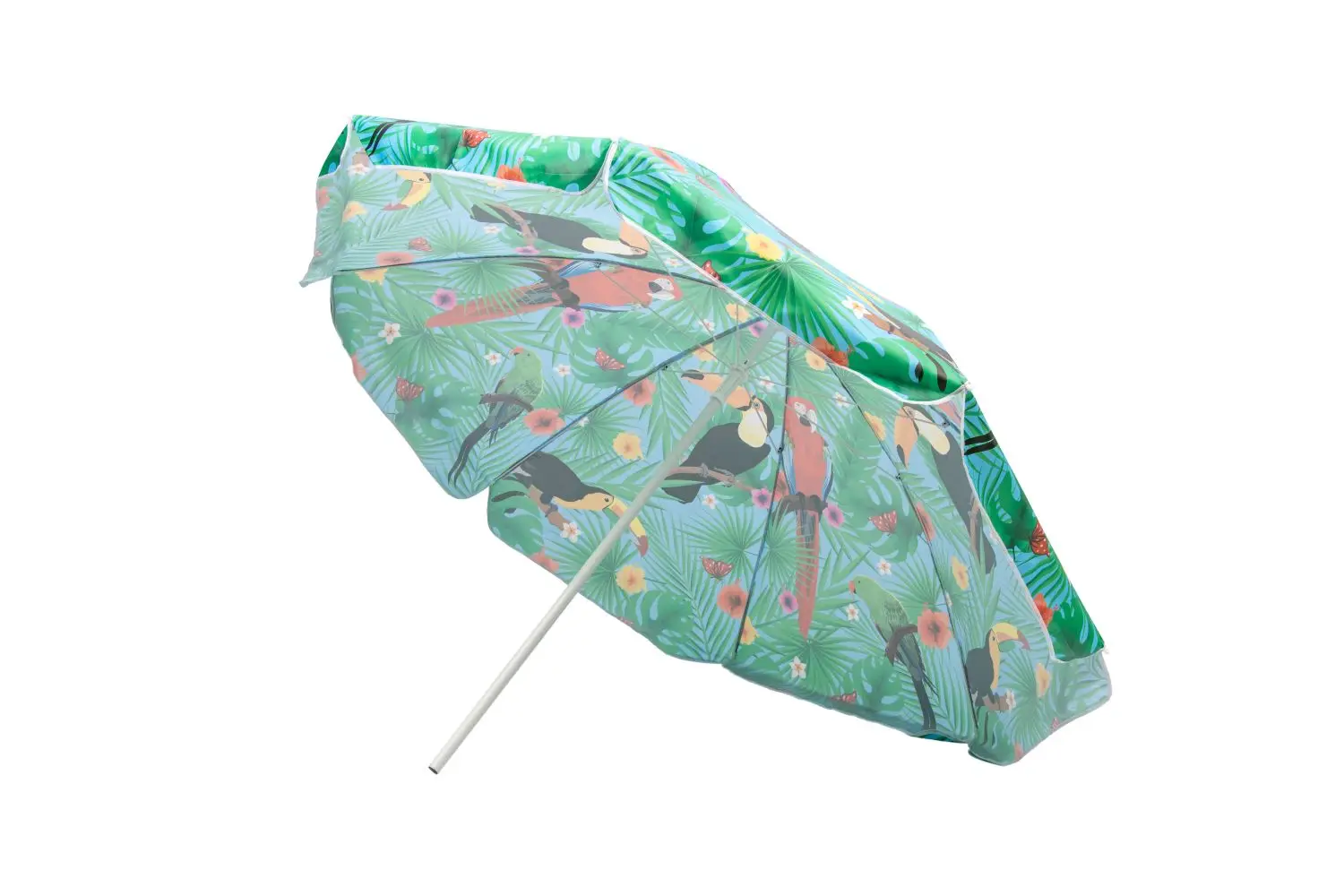 Tremendous Quality 2m Tropical Parrots Digital Canvas Pattern Portable 140gm Custom Beach Umbrella 2m Beach Umbrella