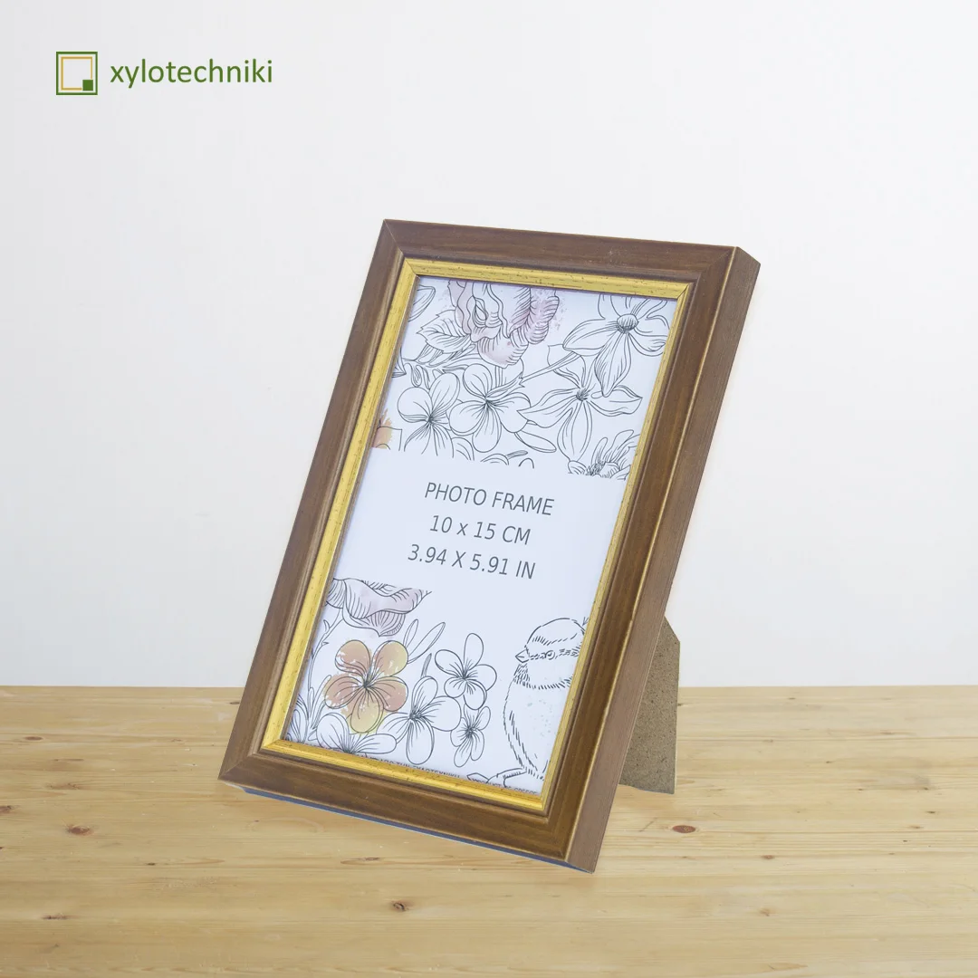 Beautiful wholesale minimal wooden frame photo frames black, white and walnut with gold stripe in custom sizes