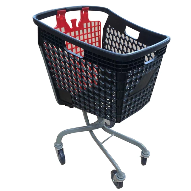 Hot selling 100L loop plastic wrap around handle supermarket  shopping trolley cart  for euro store fixtures