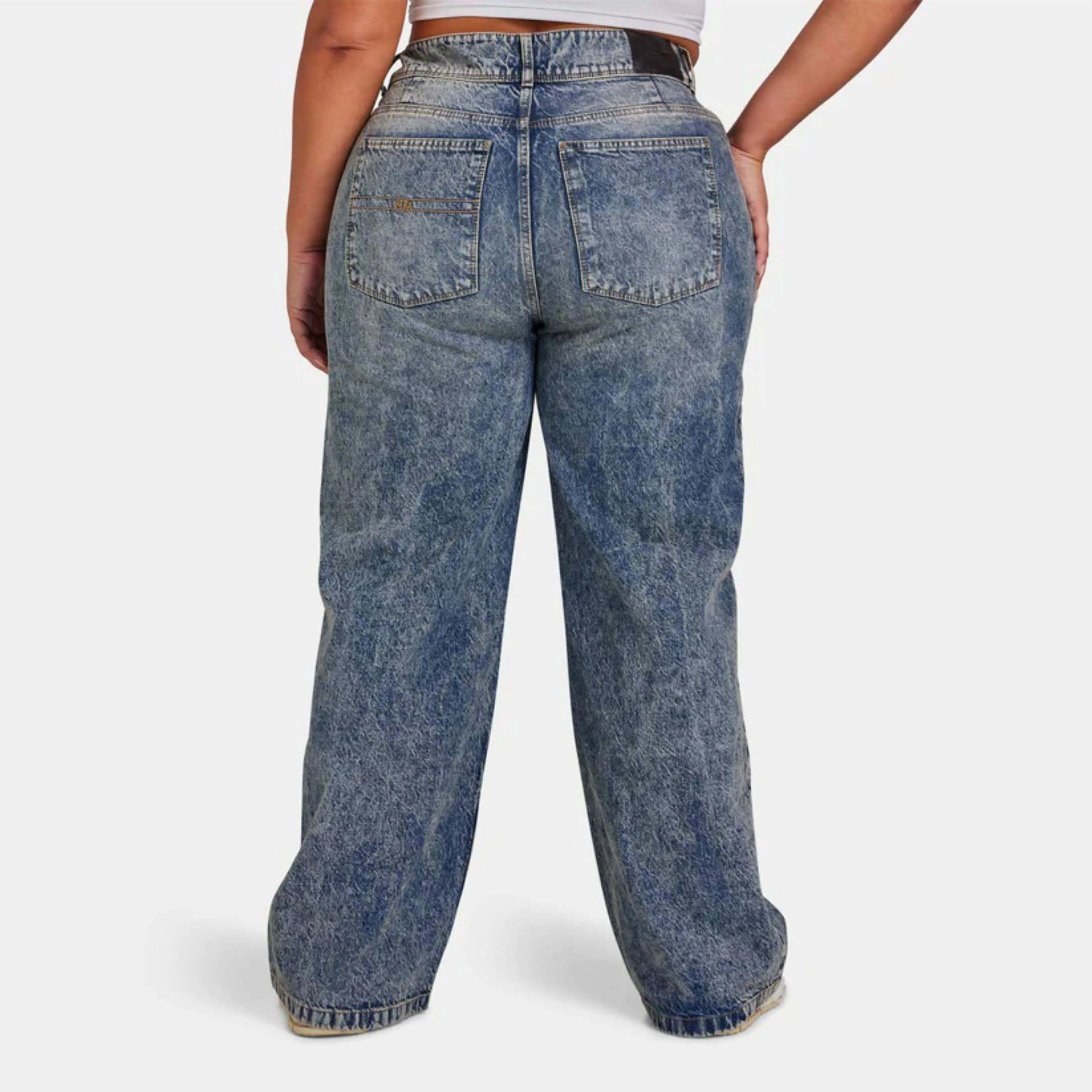 High Quality Casual Women High Waist Wide Legs Jeans Women Straight Vintage Wash Jeans