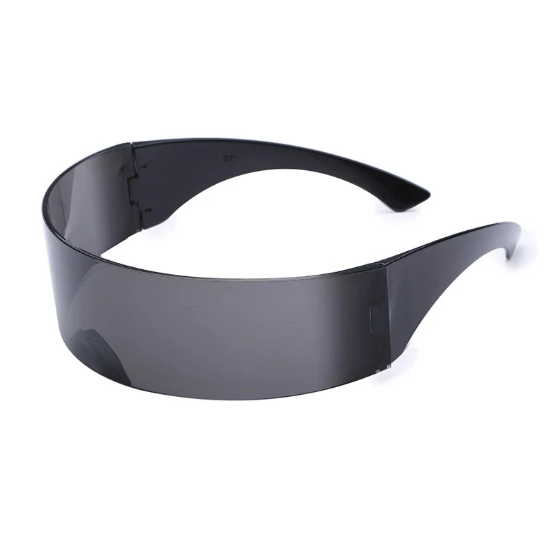 Wholesale Men Women Futuristic Party Glasses One Piece Wrap Around Silver Mirror Sunglasses Cyberpunk Goggles