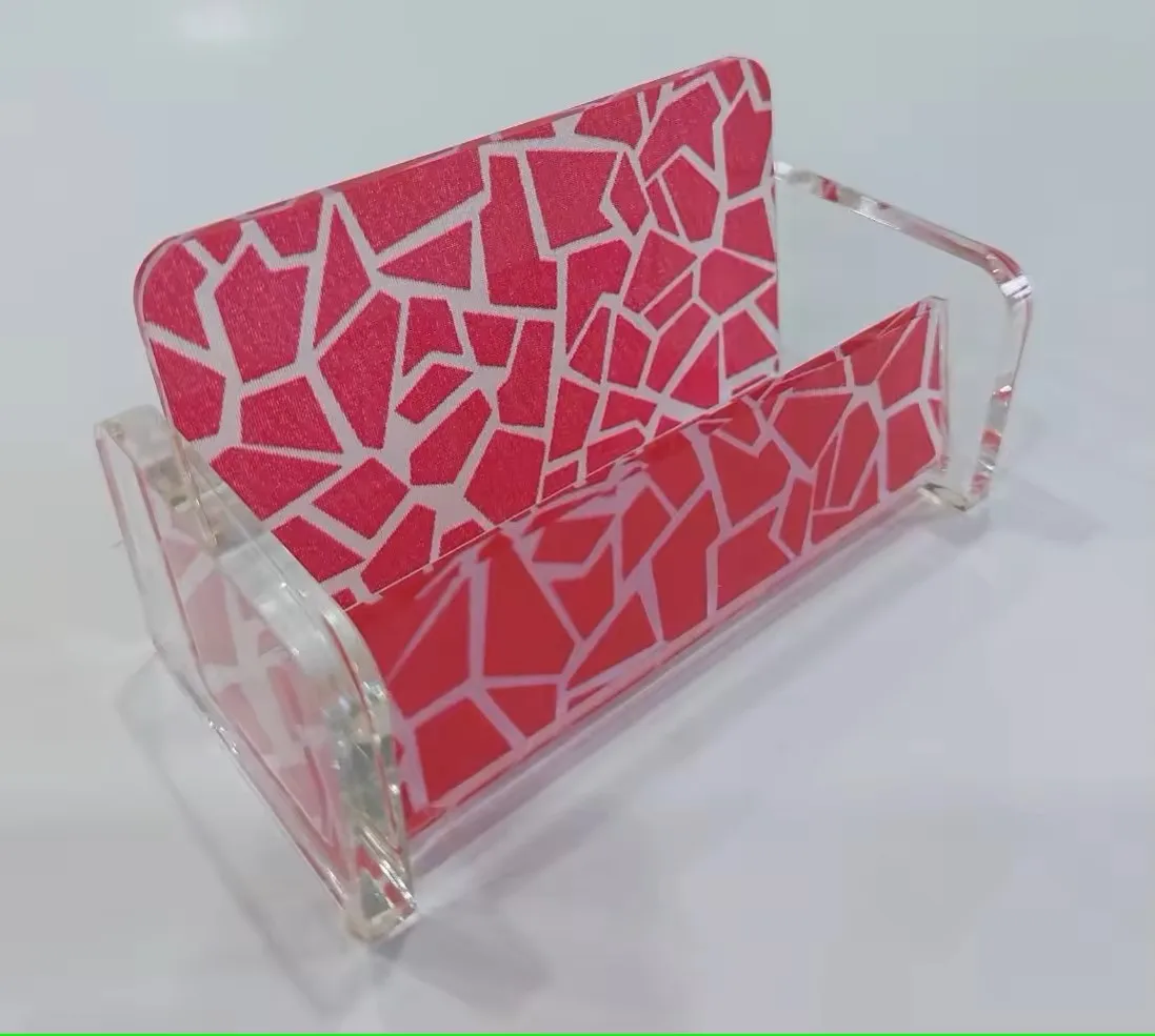 Premium Black Acrylic Desk Organizer with Multiple Custom Color Options Business Card Holders for Professional Office Use