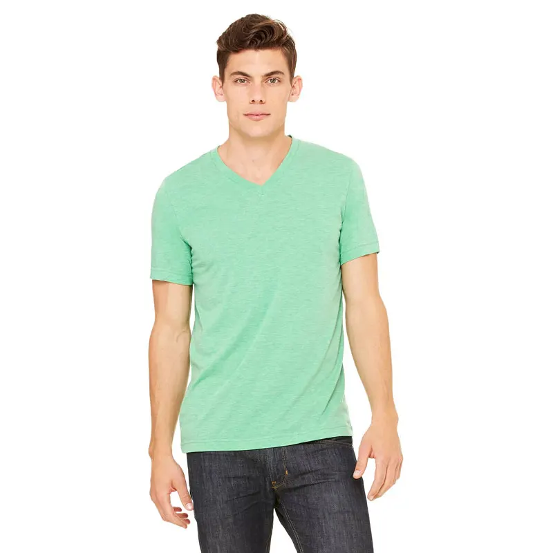 Bella + Canvas Unisex Olive Triblend T-Shirt  Denim V Neck Short Sleeves Breathable Versatile men v neck tee