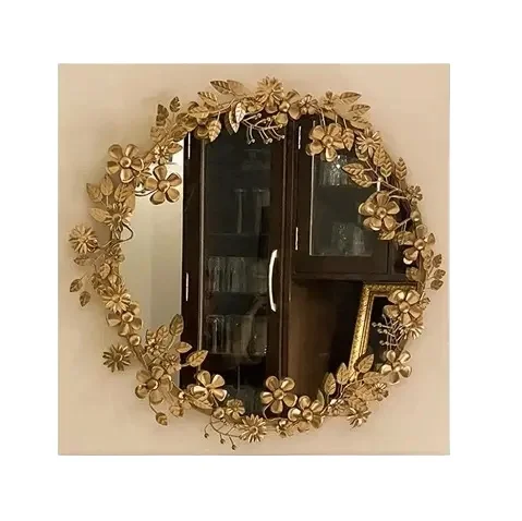 Latest design very beautiful round rose flower art destining handicraft wall decor Modern design round wall mirror