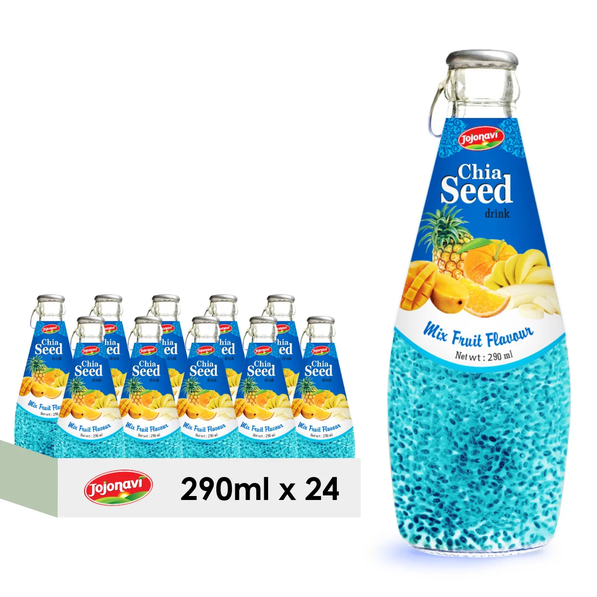 JOJONAVI Mixed Fruit Flavored Chia Seed Drink 290ml Bottle Manufacturer price Wholesale supplier Private label OEM ODM