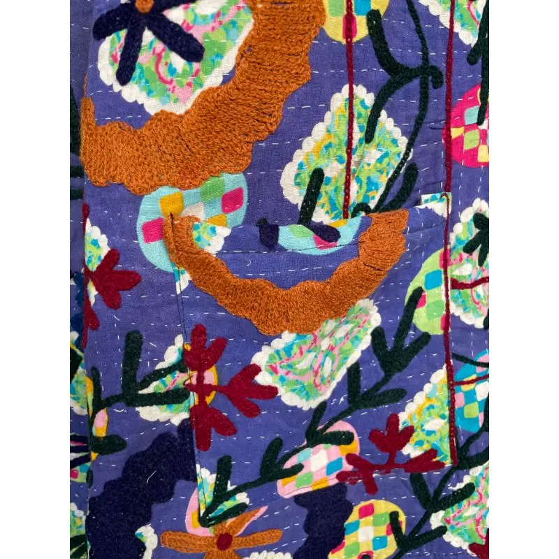 Indian Cotton Vintage Quilted Kantha Jacket Uzbek Suzani Hand Embroidered Winter Coat Unisex Party Wear Jacket Handmade Gudri